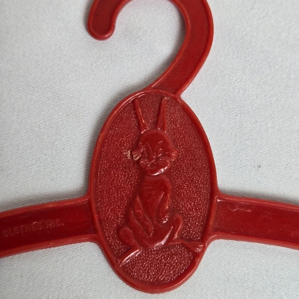 Peggy-Ann Doll Plastic‎ Clothes Hangers, Set of 3 Vintage, Cat Rabbit, Blue Red